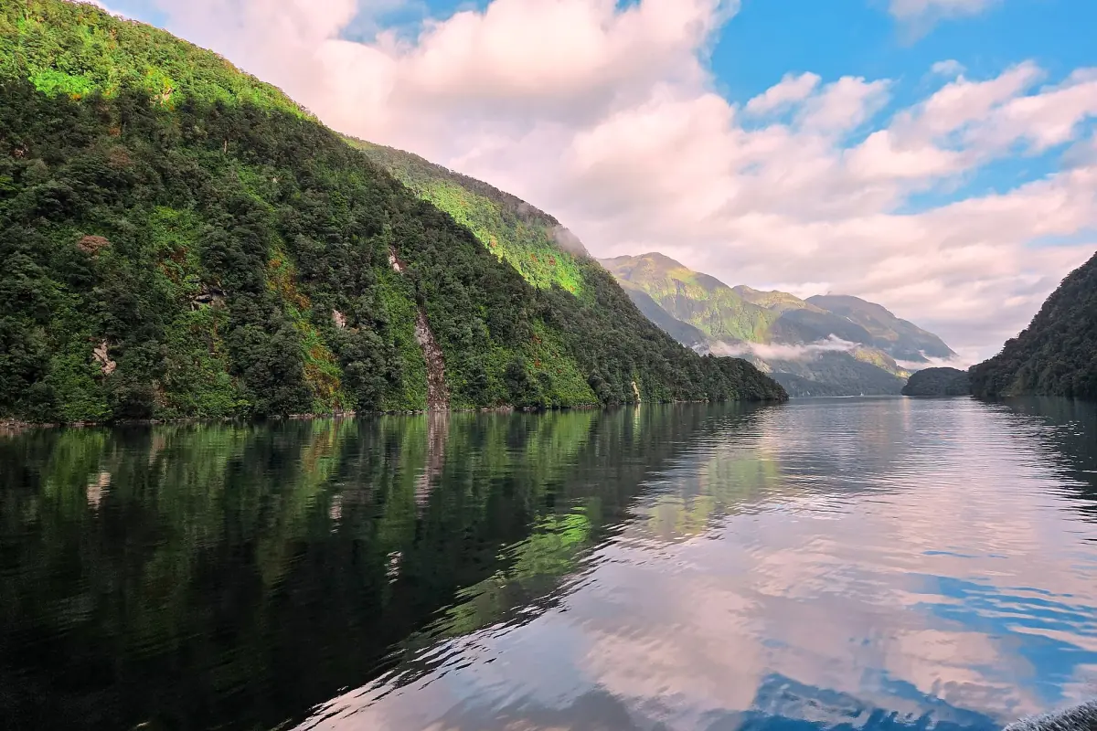 Clouds reflected in Doubtful Sound